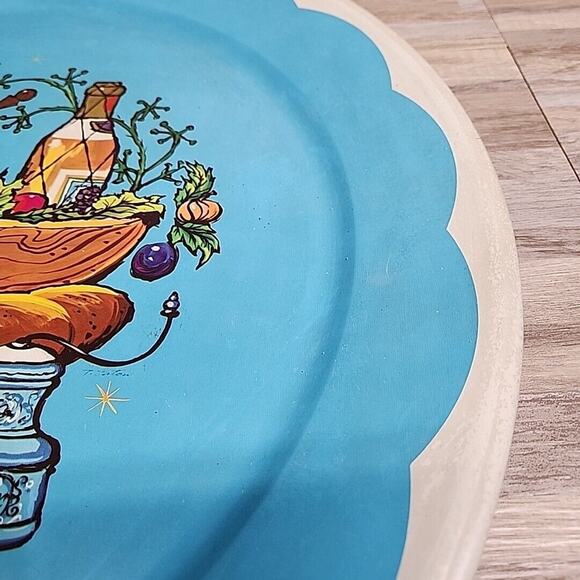 Vintage MCM Retro Metal Serving Tray Kitchen Blue Fruit for Eaton's of Canada. - Picture 5 of 5